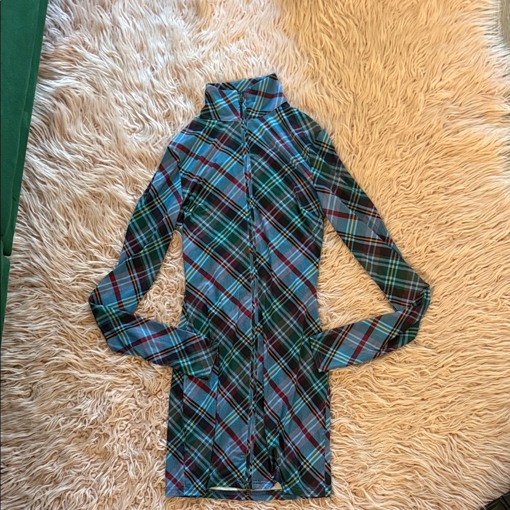 I.AM.GIA Multicolor Plaid Zip-Up mini dress